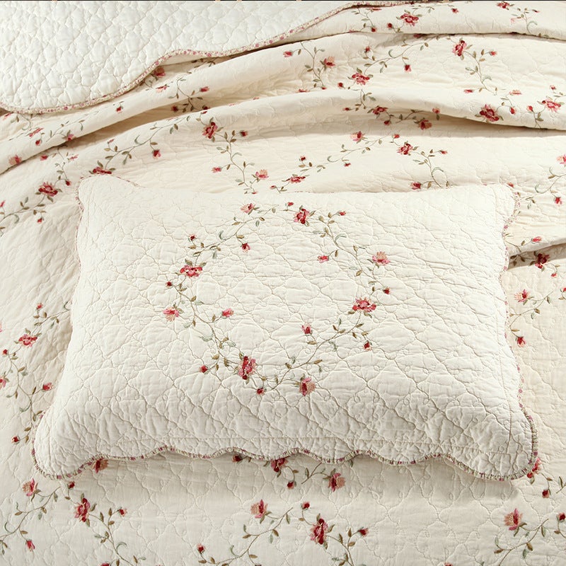 New Gypsophila Embroidered Quilt Bed Three-Piece Bed Cover Wash Quilt Factory - Image 4