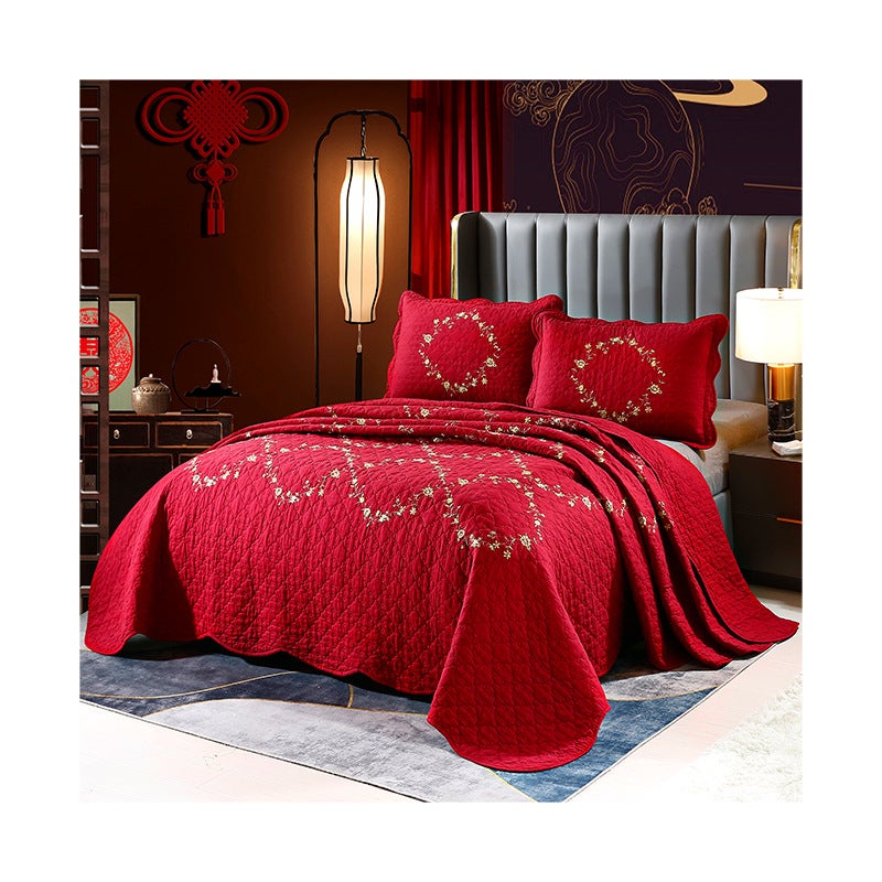 New Gypsophila Embroidered Quilt Bed Three-Piece Bed Cover Wash Quilt Factory - Image 1