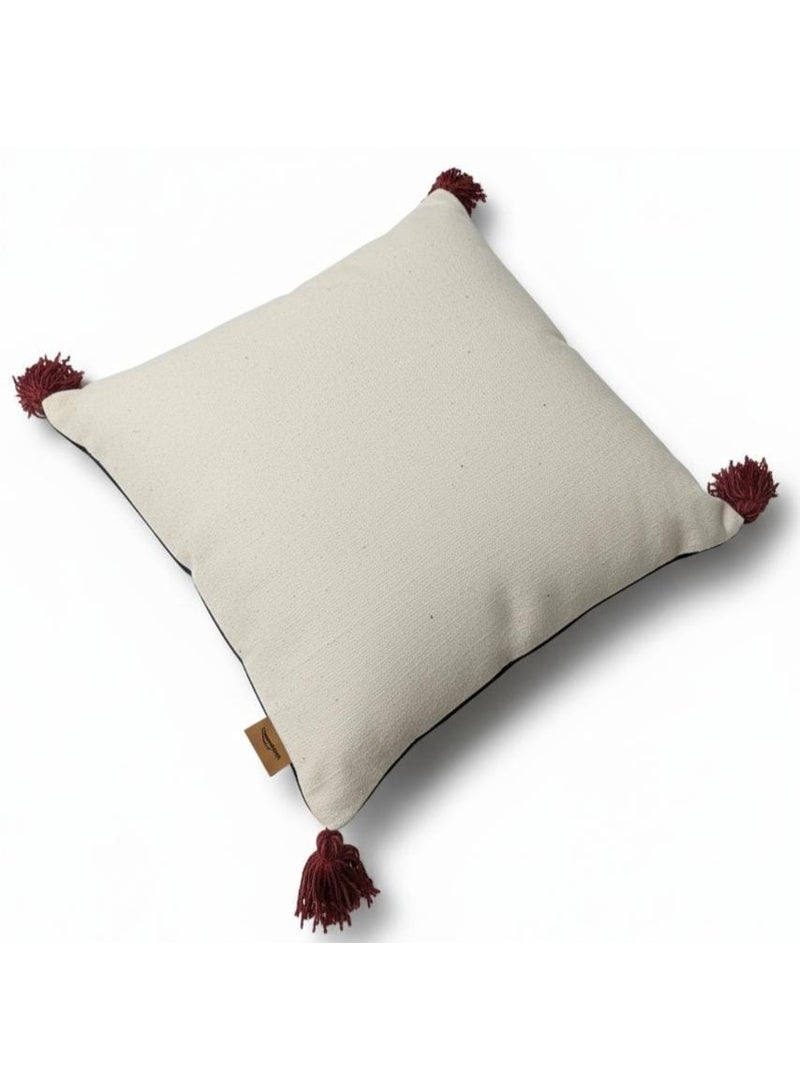 أي كي دي سي وسادة مربعة متعددة الألوان من AKDC بتفاصيل بيج وبني ووردي - قطن فاخر، 45×45 سم - Image 2