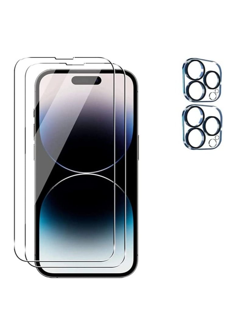 iPhone 14 Pro Max Screen Protector HD Clear Tempered Glass Screen Protector with Camera Lens Protector - Image 1