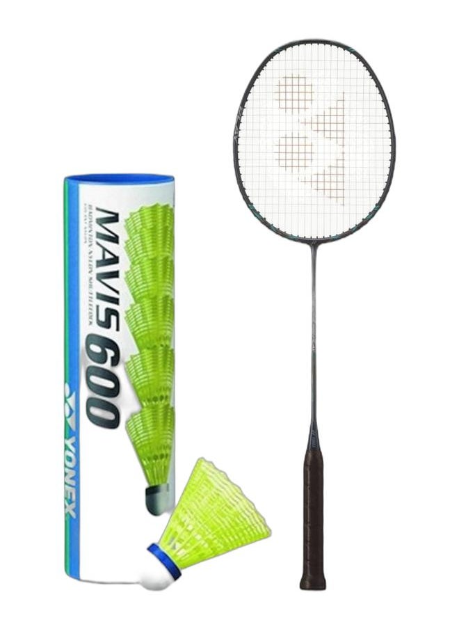 Yonex Nanoflare 800 Play Deep Green- 4U5 + Mavis 600 Blue Cap Medium Badminton Shuttlecock 6 Pack, Yellow Pack  - Image 1