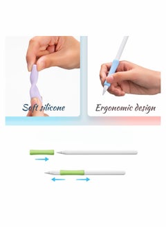 Excefore 6 Pieces Pencil Grips, Silicone Holder Sleeve, Pencil Case Compatible with Apple Pencil 1st and 2nd Generation, 6 Colors(white+pink+yellow+green+purple+blue)  - Image 2
