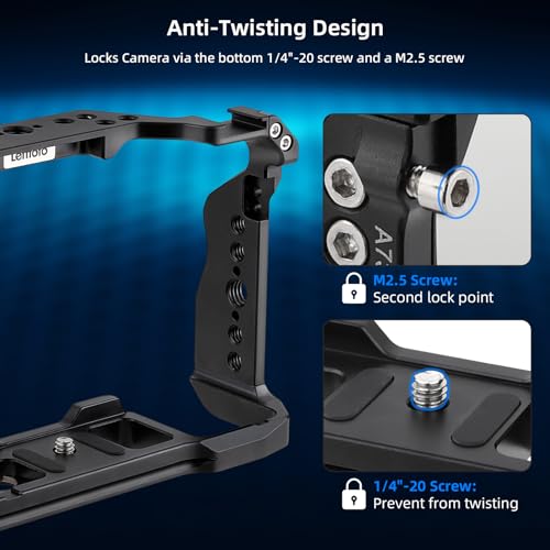 Leftfoto Upgrade Metal Camera Full Cage for Sony Alpha A7R5/A7M4/A7S3/A7R4/A7R4A/A1/A9II/ A7R3/A9/A7M3/A7R2/A7M2 Protection Frame Rig with Arca Base,Video Cage for Vlog Video Shooting - Image 4