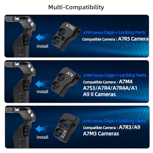 Leftfoto Upgrade Metal Camera Full Cage for Sony Alpha A7R5/A7M4/A7S3/A7R4/A7R4A/A1/A9II/ A7R3/A9/A7M3/A7R2/A7M2 Protection Frame Rig with Arca Base,Video Cage for Vlog Video Shooting - Image 2