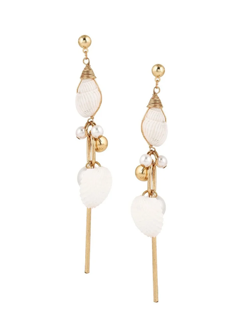 Priyaasi Plated Contemporary Pearls Beaded Drop Earrings