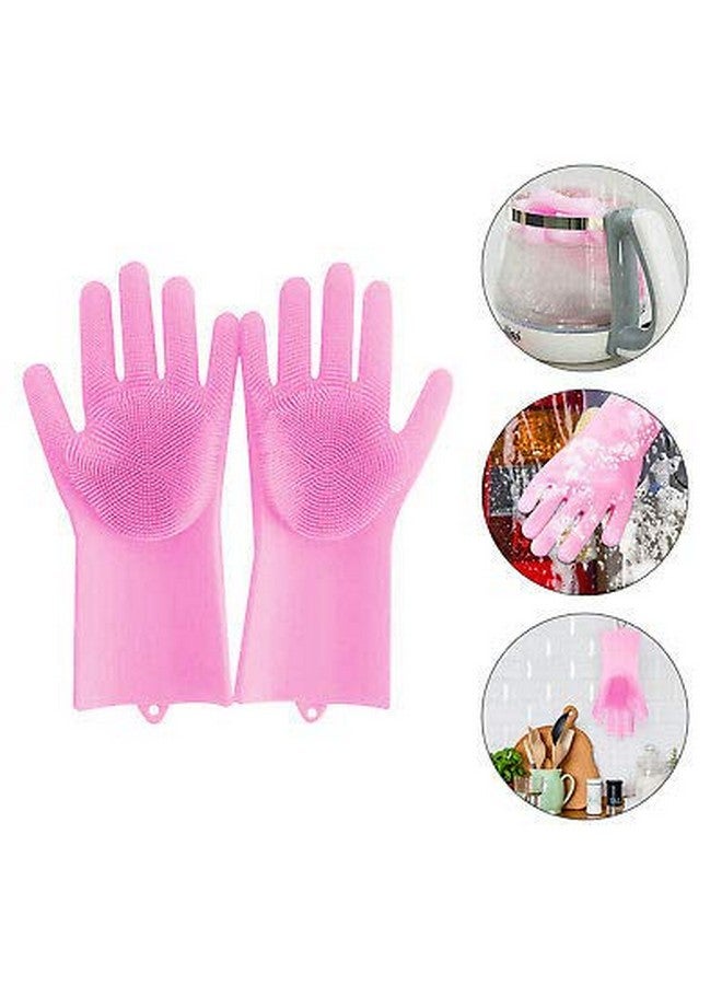 Debire Silicone Scrub Cleaning Gloves With Scrubber For Dish Washing And Pet Grooming, Latex-Free (Multicolour - 1) - Image 5