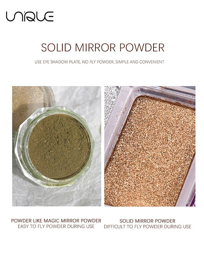 Unique 6Pcs Chrome Nail Powders，Colors Chrome Nail Powder Mirror Effect Holographic Aurora Iridescent Pearlescent Metallic Nail Powder Combo Set, 2Pcs Eyeshadow Sticks (Chrome Nail Powder) - Image 3