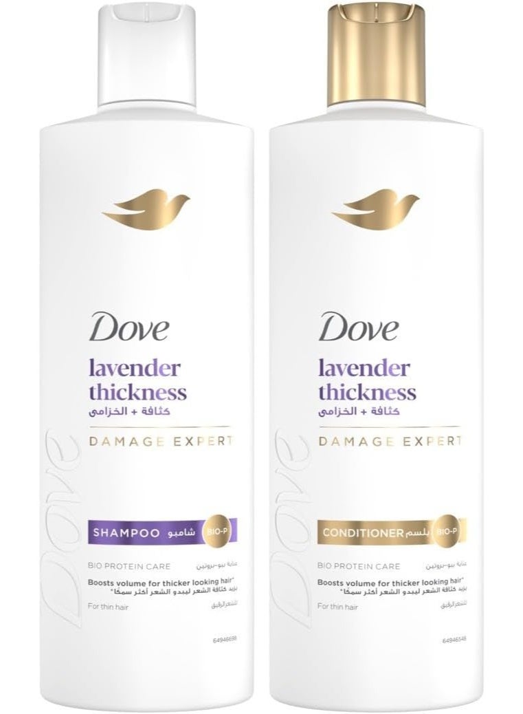 Dove Shampoo, lavender thickness, boosts volume for thicker looking hair*, 400ml + DOVE Conditioner, lavender thickness, 350ml
