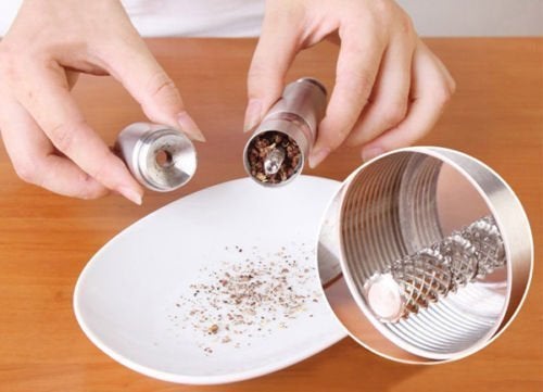 MSA Kitchen Stainless Steel Thumb Push Salt Pepper Muller Grinder Mill Manual Crusher Shakers with Ceramic Rotor for Home Sea Grinder Sprinkler Pack of 1 Easy to USE - Image 4