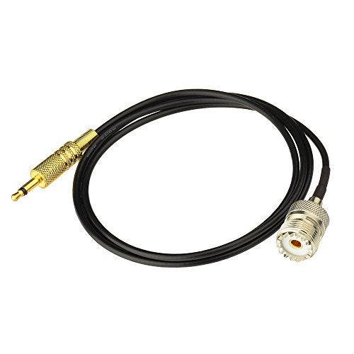 Eightwood UHF Female SO239 to 3.5mm Mono 1/8" TS Stereo Plug Adapter Radio Antenna Extension Cable 3 feet - Image 1