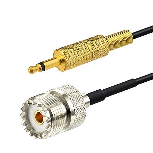 Eightwood UHF Female SO239 to 3.5mm Mono 1/8" TS Stereo Plug Adapter Radio Antenna Extension Cable 3 feet - Image 2