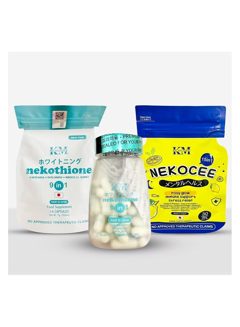 KM Nekothione 9in1 Bottle, Nekocee 15in1 Refill, and Neko by KM Kat Melendez Triple Offer
