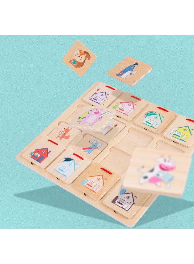 Small Animals Find House Jigsaw Puzzle Game Children's Early Education Puzzle Matching Board Baby Concentration Training Wooden Toys-Color:Small Animals Looking For A House. - Image 4