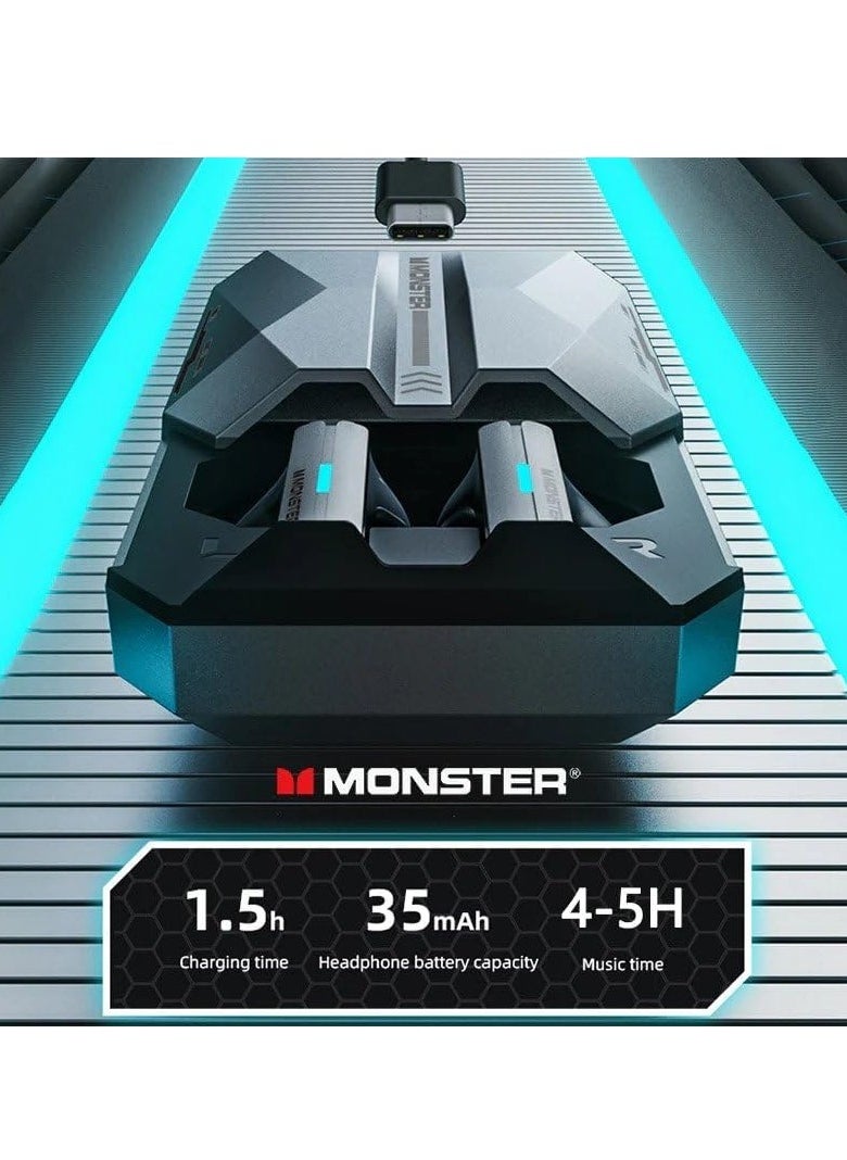 Monster - Monster XKT11 Gamer Earphone Bluetooth 5.2 True Wireless Earbuds - Immersive Gaming Audio Experience - Image 1