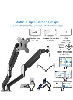 Generic Dual Monitor Stand, Adjustable Gas Spring Monitor Desk Arm, Heavy Duty Monitor Mount, Load Capacity 2-10 KG VESA Monitor Stand, Suitable for 13 to 32 inch Computer Monitor Mount for Home Office  - Image 2