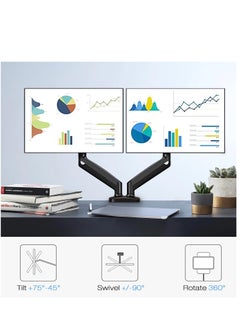Generic Dual Monitor Stand, Adjustable Gas Spring Monitor Desk Arm, Heavy Duty Monitor Mount, Load Capacity 2-10 KG VESA Monitor Stand, Suitable for 13 to 32 inch Computer Monitor Mount for Home Office  - Image 4