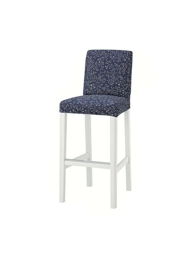 Zaboon Bar Stool With Backrest, White/Ryrane Dark Blue, 75 Cm - Image 1
