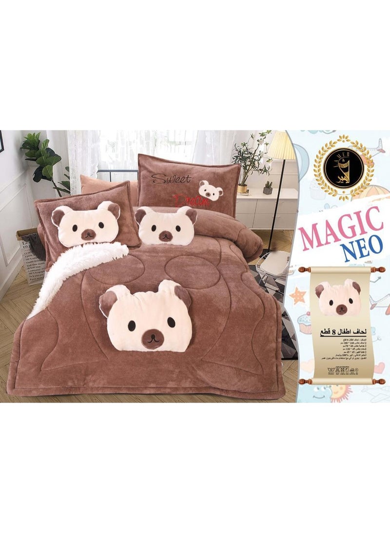 Velvet fiber duvet set, 8 pieces, size 180*240