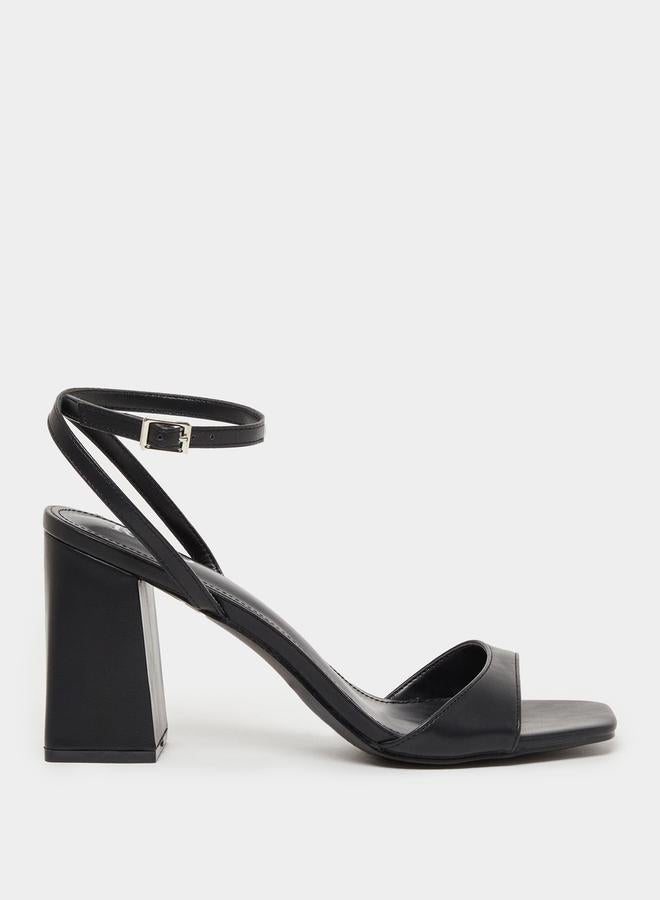 RAID Solid Ankle Strap Block Heel Sandals - Image 2