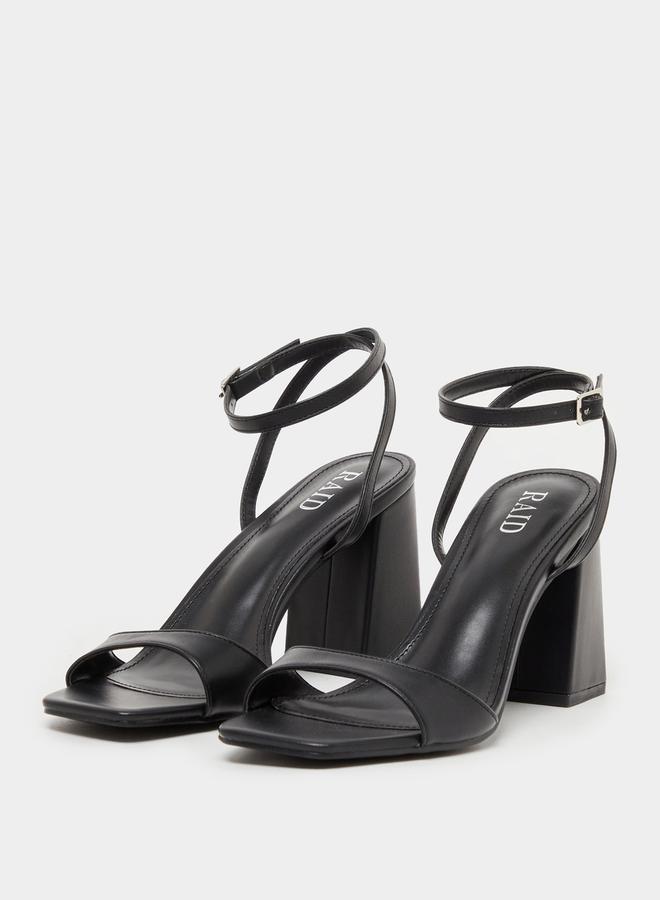 RAID Solid Ankle Strap Block Heel Sandals - Image 3