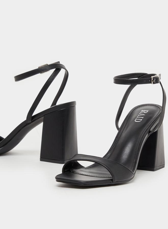 RAID Solid Ankle Strap Block Heel Sandals - Image 4