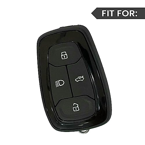 keyzone litchi leather textured TPU key cover & keychain for Tata Nexon, Harrier, Safari, Altroz, Punch, Tigor smart key (Black) - Image 3