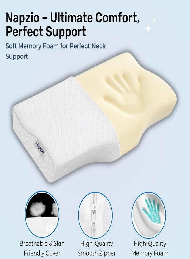 Napzio Cervical Pillow for Neck Pain Relief with Memory Foam, Anti Snore Orthopedic Pillow for Shoulder Pain & Spondylitis | Ergonomic Neck Support Medical Pillow | 3-Year Warranty (White) (Pack2) - Image 3