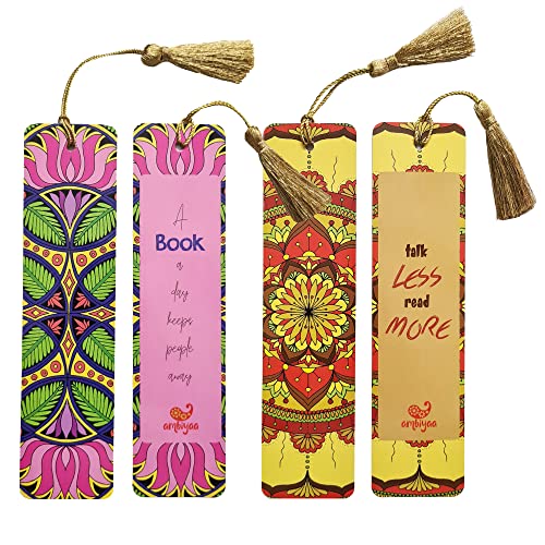 Ambiyaa Handmade Mandala Bookmarks Set of 8 Bookmarks with Tassel - Image 5