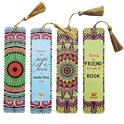 Ambiyaa Handmade Mandala Bookmarks Set of 8 Bookmarks with Tassel - Image 4