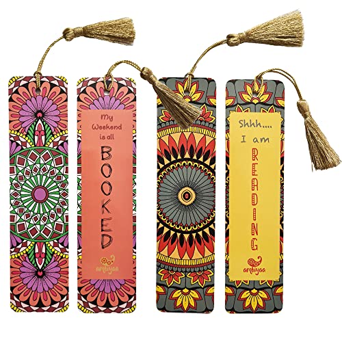 Ambiyaa Handmade Mandala Bookmarks Set of 8 Bookmarks with Tassel - Image 2
