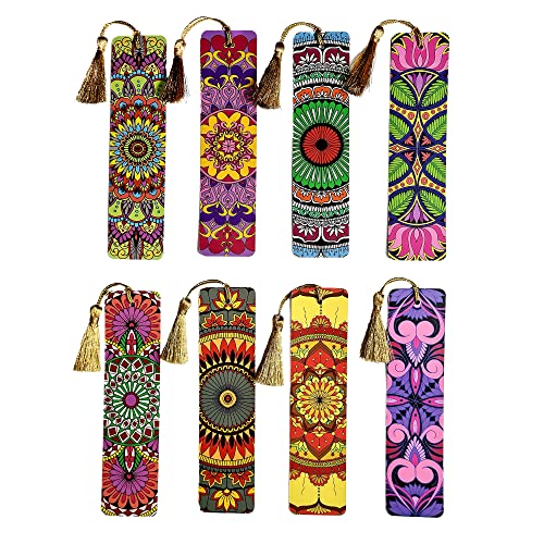 Ambiyaa Handmade Mandala Bookmarks Set of 8 Bookmarks with Tassel - Image 1