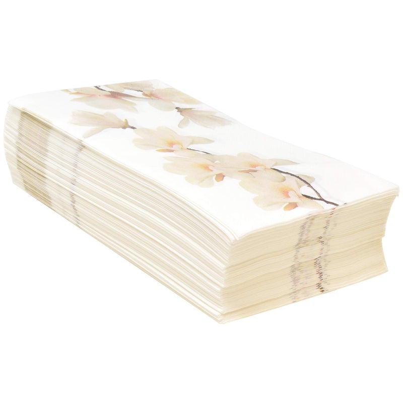 Gift Boutique Gift Boutique 100 Floral White Magnolia Blossom Guest Napkins 3 Ply Disposable Paper Spring Flowers Dinner Hand Napkin for Bathroom Wedding Holiday Anniversary Birthday Party Bridal Decorative Towels  - Image 2