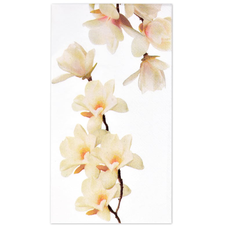 Gift Boutique Gift Boutique 100 Floral White Magnolia Blossom Guest Napkins 3 Ply Disposable Paper Spring Flowers Dinner Hand Napkin for Bathroom Wedding Holiday Anniversary Birthday Party Bridal Decorative Towels  - Image 1