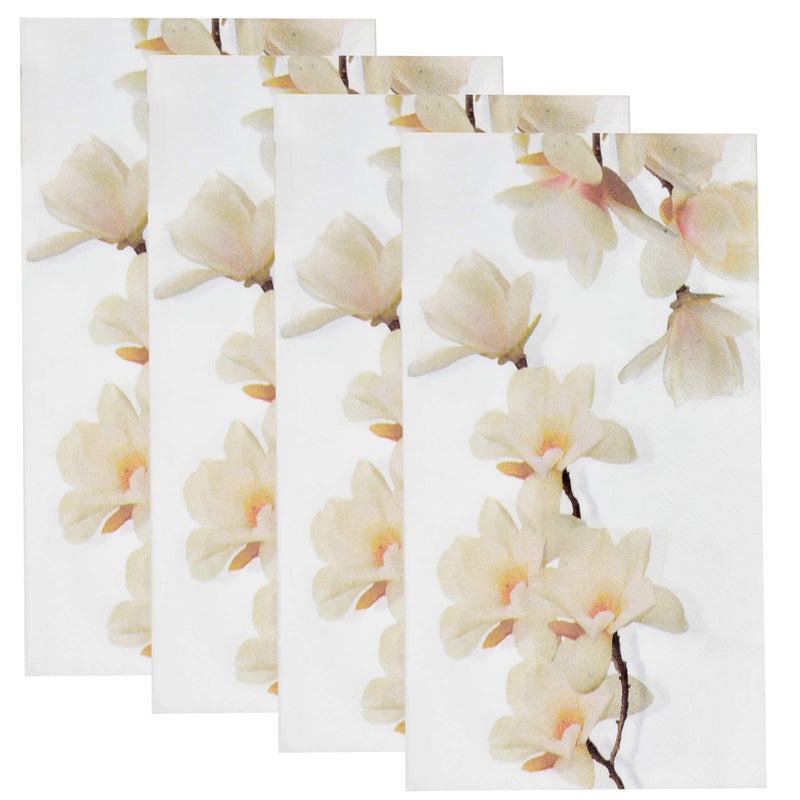 Gift Boutique Gift Boutique 100 Floral White Magnolia Blossom Guest Napkins 3 Ply Disposable Paper Spring Flowers Dinner Hand Napkin for Bathroom Wedding Holiday Anniversary Birthday Party Bridal Decorative Towels  - Image 4