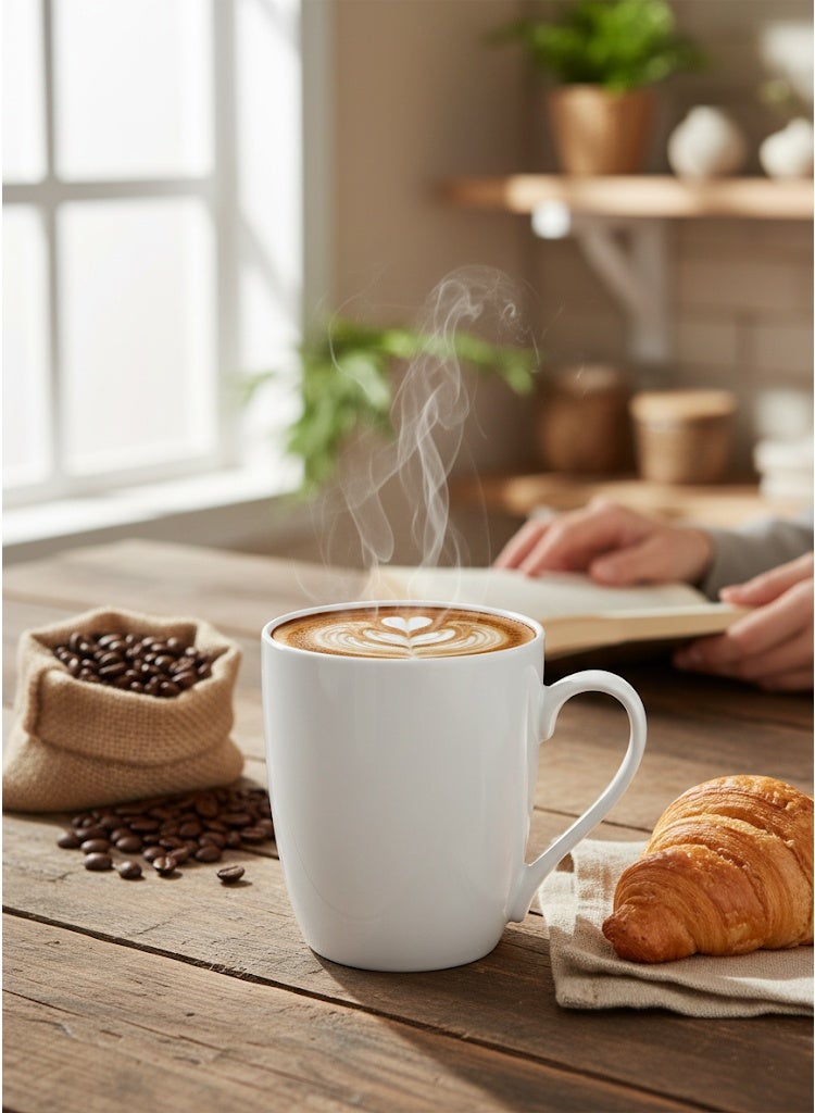 دوف طقم مج بورسلين مكون من 6 قطع سعة 320 مل أبيض - Image 3