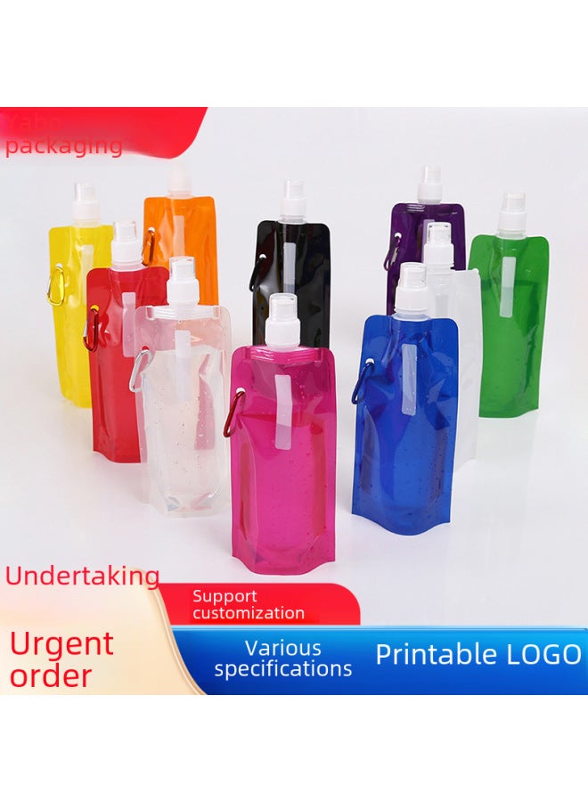 Manufacturers Produce Portable Foldable Water Bag Sports Water Bag Portable Sports Water Bag 480ml Water Bag-Color:Dark Blue-Capacity:480ml  - Image 1