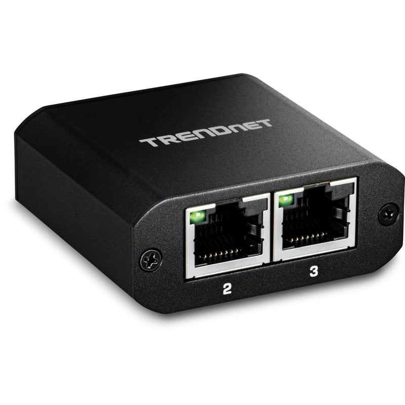 TRENDnet 2-Port Gigabit Splitter with USB Type C Power, TEG-102S, Splits One Network Connection Into Two, Ethernet Splitter, USB Type C Power Cable Included, NDAA & TAA Compliant - Image 1