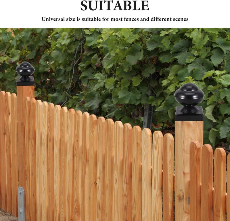 Uonlytech Iron Fence Post Caps 0.8mm Thick Black Decorative Gate Post Protective Covers for 80mm Square Tubes Outdoor Fence Deck Accessories - Image 3