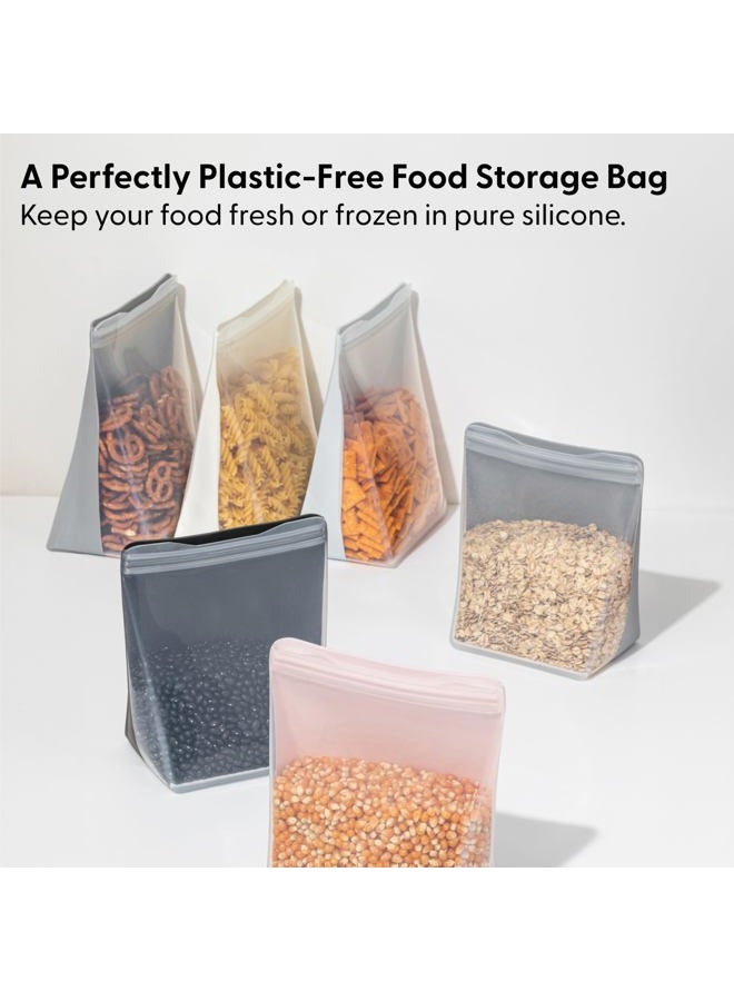 WP Porter 100% Silicone Reusable Food Storage Bag | 50 oz Stand Up-Cream | Cook, Store, or Freeze | Easy Cleaning, Dishwasher-Safe - Image 2