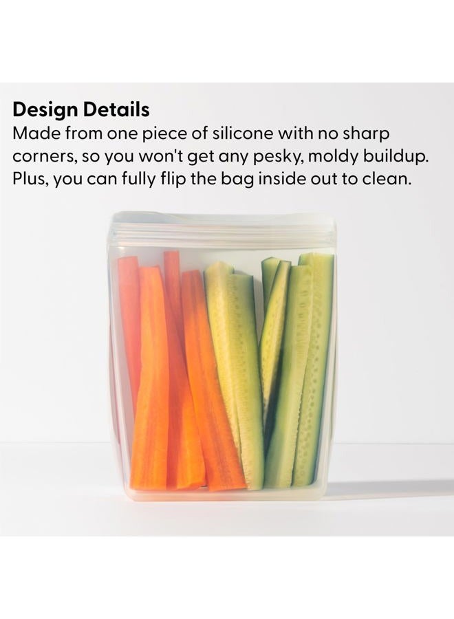 WP Porter 100% Silicone Reusable Food Storage Bag | 50 oz Stand Up-Cream | Cook, Store, or Freeze | Easy Cleaning, Dishwasher-Safe - Image 4