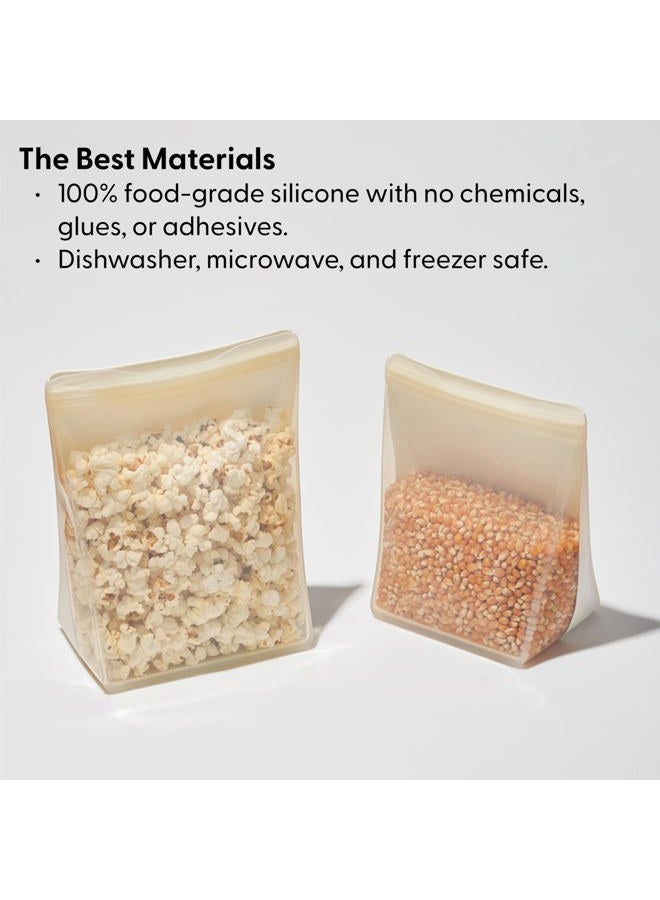 WP Porter 100% Silicone Reusable Food Storage Bag | 50 oz Stand Up-Cream | Cook, Store, or Freeze | Easy Cleaning, Dishwasher-Safe - Image 3