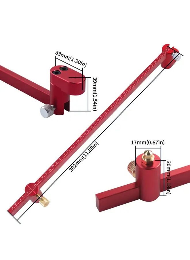 360 Degree Adjustable Woodworking Compass Tool With Metal Ruler Inch Measurement For Carpentry - Image 4