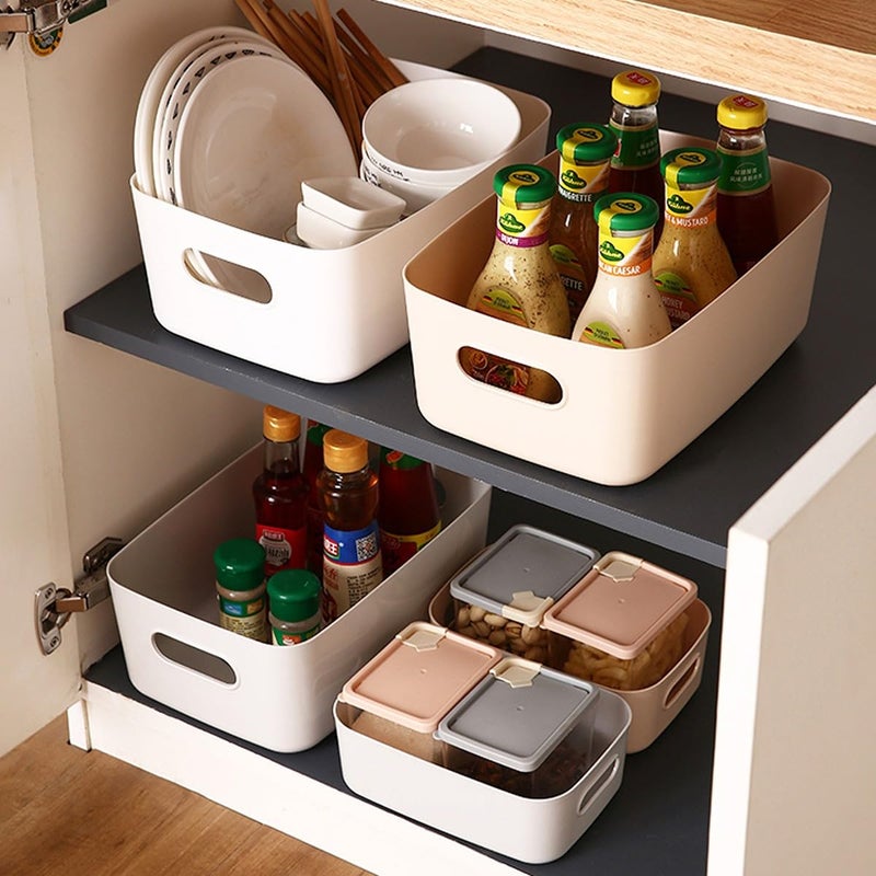 wolpin 3 Pieces Plastic Basket Storage Basket Multipurpose For Kitchen Home Organiser Box For Wardrobe Fruits Vegetables Toys Stationary Items 25 X 165 X 10 CmWhite - Image 5