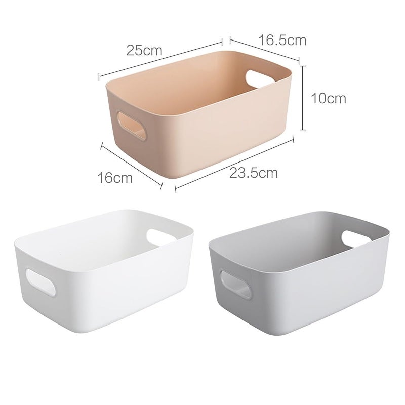 wolpin 3 Pieces Plastic Basket Storage Basket Multipurpose For Kitchen Home Organiser Box For Wardrobe Fruits Vegetables Toys Stationary Items 25 X 165 X 10 CmWhite - Image 2