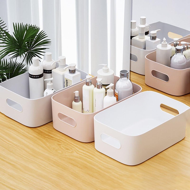 wolpin 3 Pieces Plastic Basket Storage Basket Multipurpose For Kitchen Home Organiser Box For Wardrobe Fruits Vegetables Toys Stationary Items 25 X 165 X 10 CmWhite - Image 1