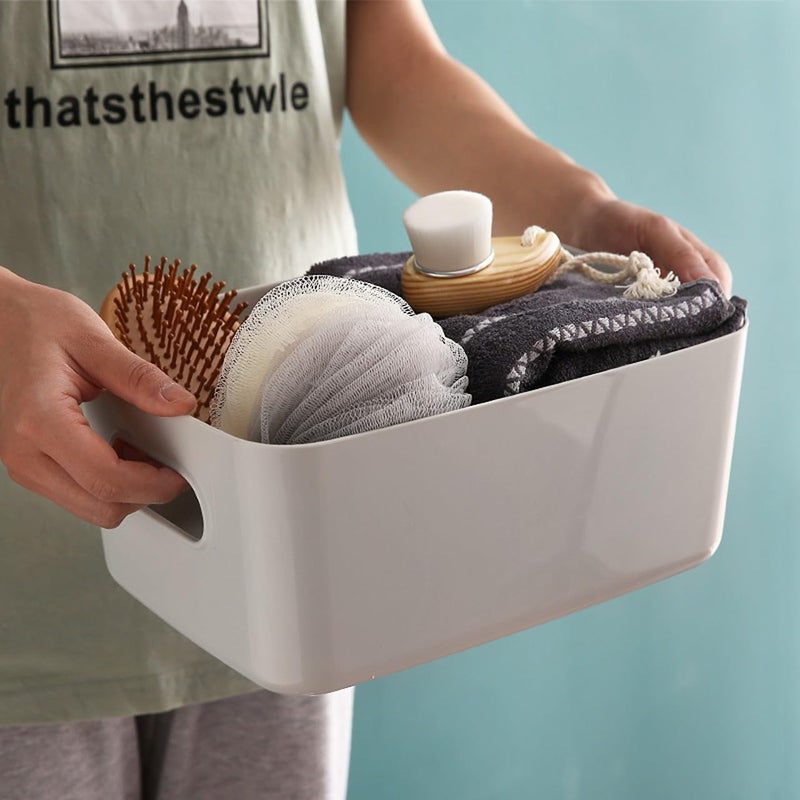 wolpin 3 Pieces Plastic Basket Storage Basket Multipurpose For Kitchen Home Organiser Box For Wardrobe Fruits Vegetables Toys Stationary Items 25 X 165 X 10 CmWhite - Image 4