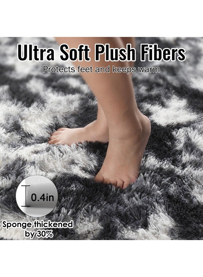 PAGISOFE Black White Grey Rugs for Living Room 5x8, Shag Fuzzy Fluffy Washable Rugs for Kids Room Playroom Classroom Dorm Shaggy Soft Carpet for Home Decor Aesthetic Plush Bedside Rug Modern Cool Rug - Image 4