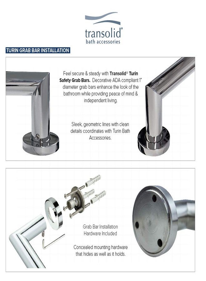 Transolid TS16PC Turin 16-inch Grab Bar, Polished Chrome - Image 5