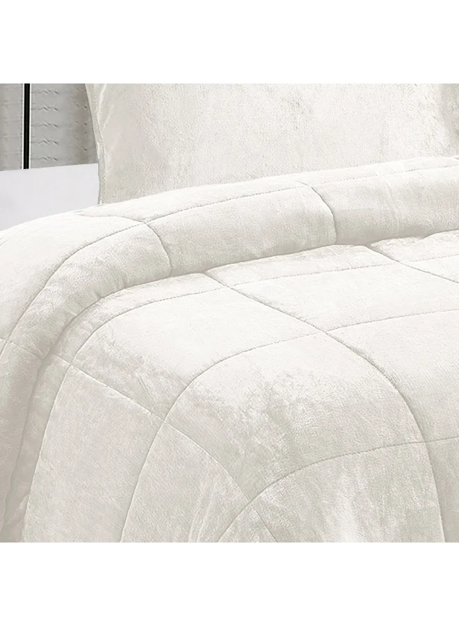 Home Box Nariko Solid Flannel 2-Piece Twin Comforter Set 220 x 150 cm