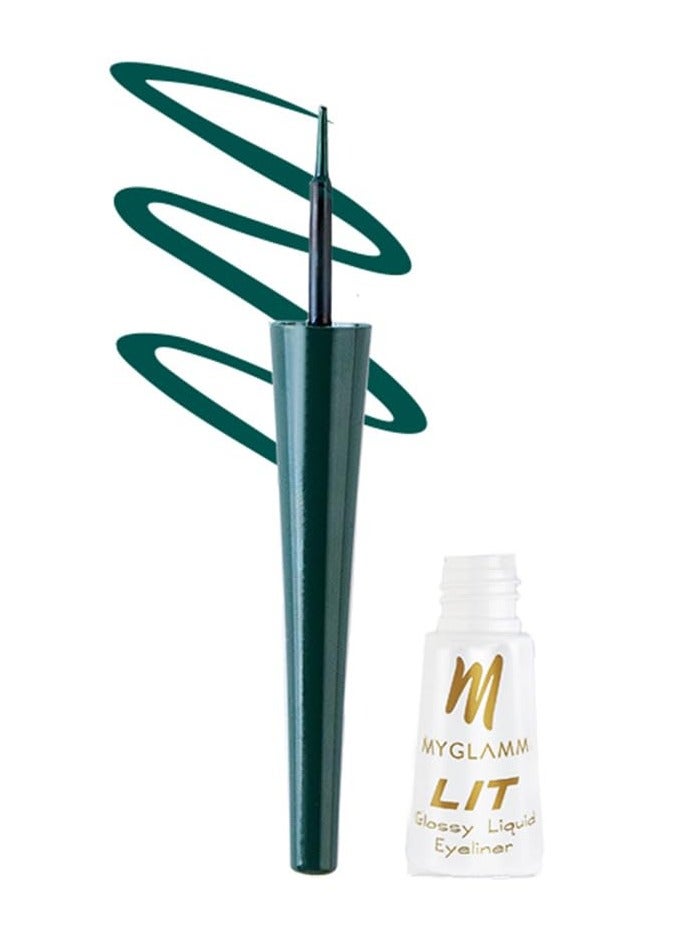 MyGlamm LIT Glossy Liquid Eyeliner Green Soiree  3.5 ml - Image 1